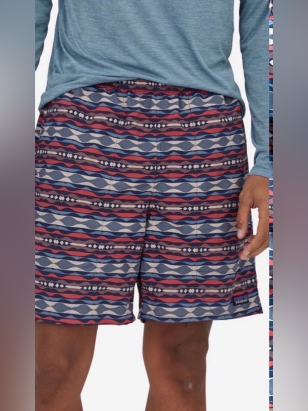 Patagonia Mens Baggies Long sz XL Blue Orange Coastal Highway Swim Trunks Beach